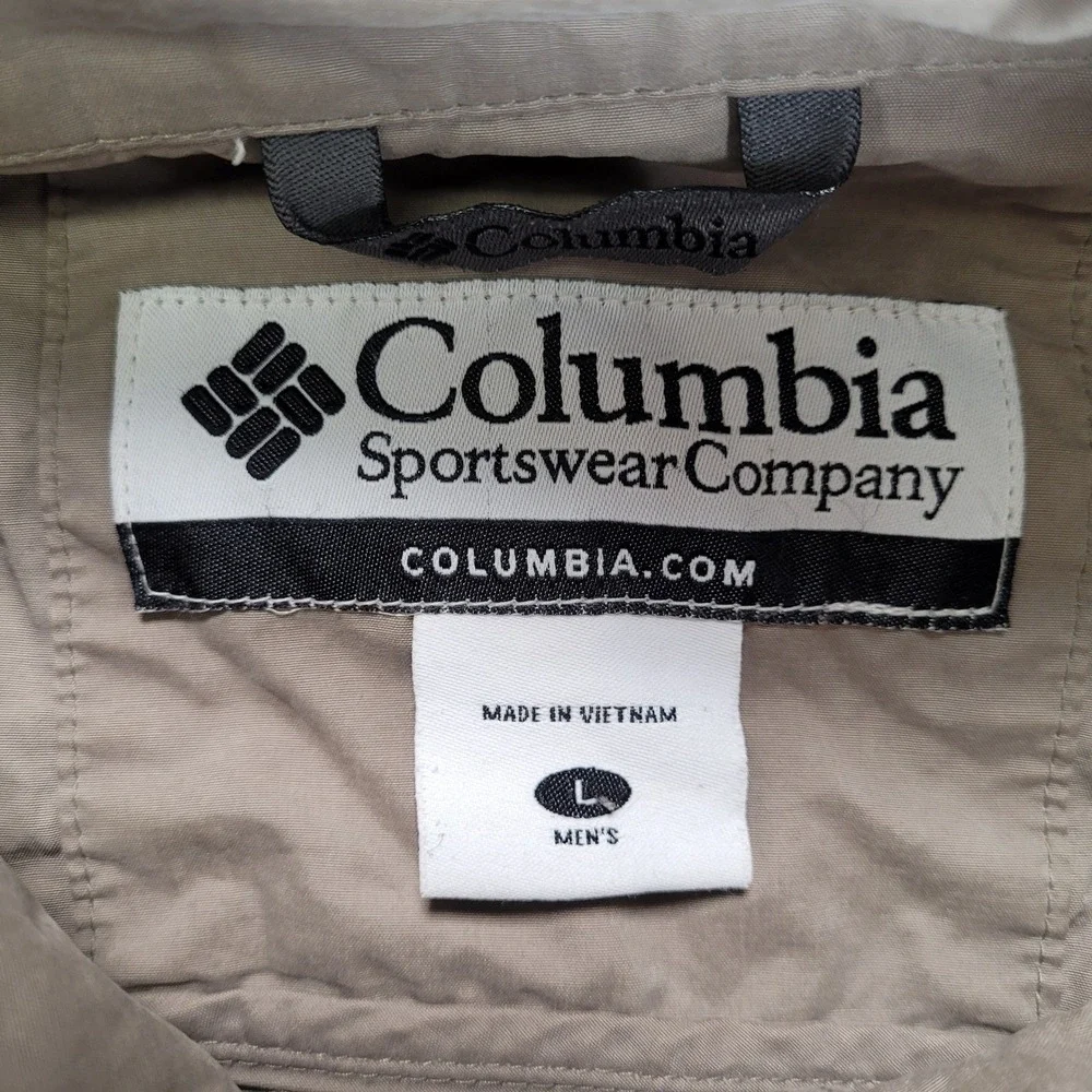 Columbia Full Zip Jacket Mens Large Tan Chore Barn Lightweight Windbreaker